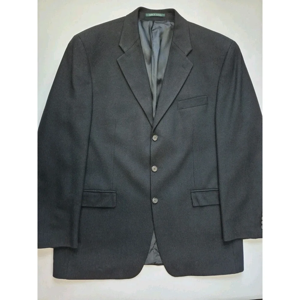 Lauren Ralph Lauren Mens Wool Sports Coat 44L Black 3 Button Blazer